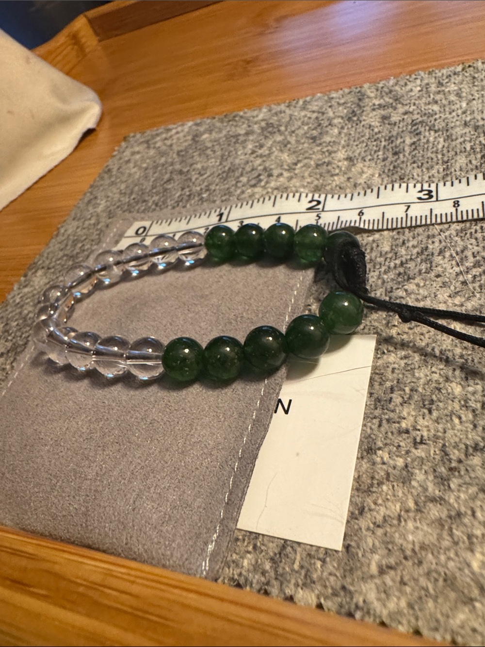 ABC Carpet & Home Aventurine and Clear glass Bead Bracelet